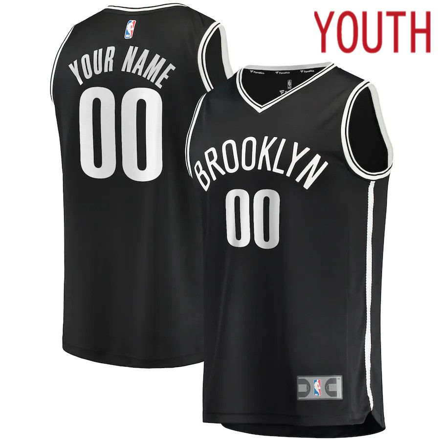 Youth Brooklyn Nets Fanatics Branded Black Fast Break Custom Replica NBA Jersey
